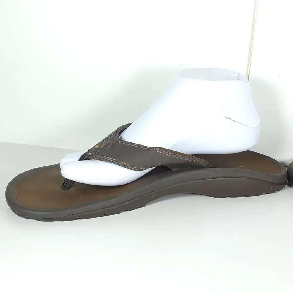 Olukai Men's Ohana US11 Brown Slip On Flat Thong Sandals